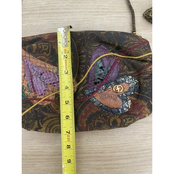 Vtg Carlo Fiori Patchwork Snakeskin Leather Crossbody Bag Italy Mobwife Retro - Picture 6 of 7